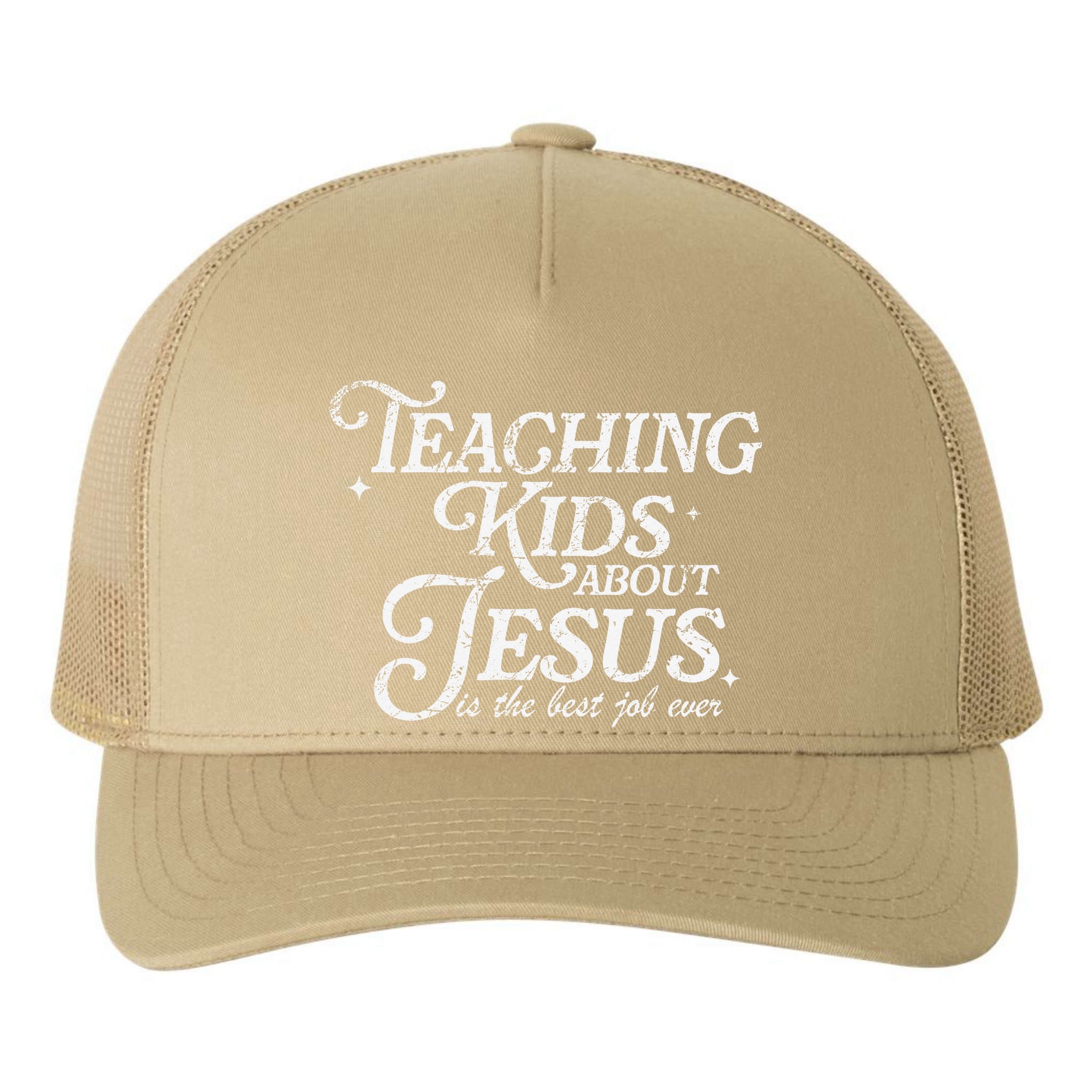 Teaching About Jesus Is The Best Job Ever Christian Yupoong Adult 5-Panel Trucker Hat