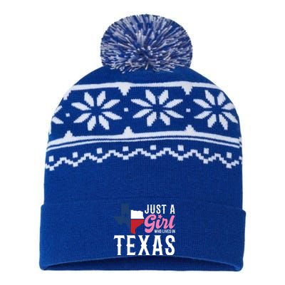 Texan American Just A Who Lives In Texas Cool Gift USA-Made Snowflake Beanie