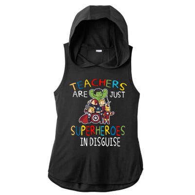 Teachers Are Just Superheroes In Disguise Ladies PosiCharge Tri-Blend Wicking Draft Hoodie Tank