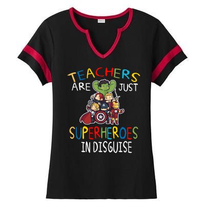 Teachers Are Just Superheroes In Disguise Ladies Halftime Notch Neck Tee