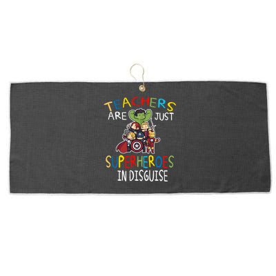 Teachers Are Just Superheroes In Disguise Large Microfiber Waffle Golf Towel