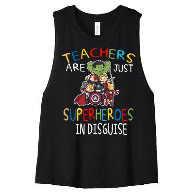 Teachers Are Just Superheroes In Disguise Women's Racerback Cropped Tank