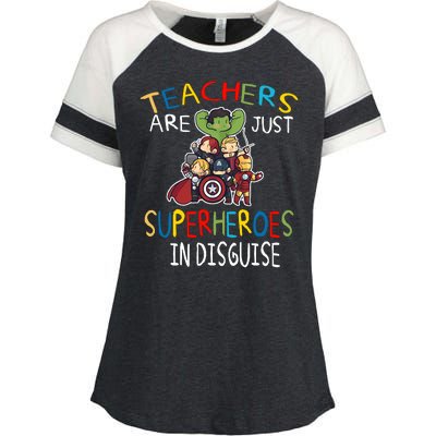 Teachers Are Just Superheroes In Disguise Enza Ladies Jersey Colorblock Tee