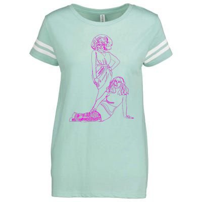 Trixie And Katya Illustration Enza Ladies Jersey Football T-Shirt