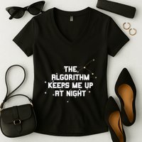 The Algorithm Keeps Me Up At Night Coding Humor Analytics Women's V-Neck T-Shirt