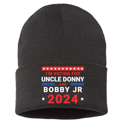 Trump And Kennedy IM Voting For Uncle Donny And Bobby Jr Sustainable Knit Beanie