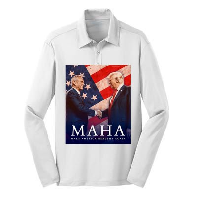 Trump And Kennedy Make America Healthy Again 2024 Silk Touch Performance Long Sleeve Polo