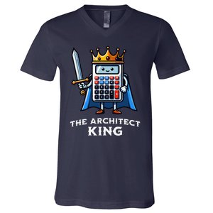 The Architect King Funny Illustration Calculator V-Neck T-Shirt