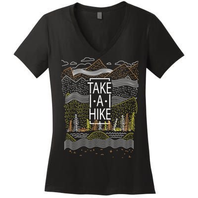 Take A Hike Outdoor Hiking And Camping Women's V-Neck T-Shirt