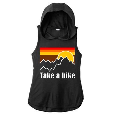 Take A Hike Sunset Funny Hiking Ladies PosiCharge Tri-Blend Wicking Draft Hoodie Tank