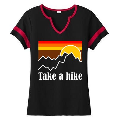 Take A Hike Sunset Funny Hiking Ladies Halftime Notch Neck Tee