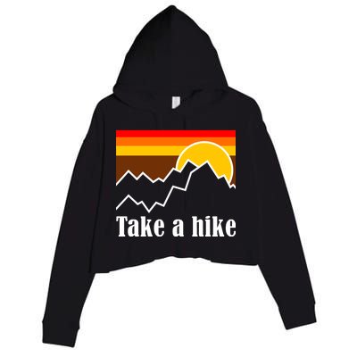 Take A Hike Sunset Funny Hiking Crop Fleece Hoodie