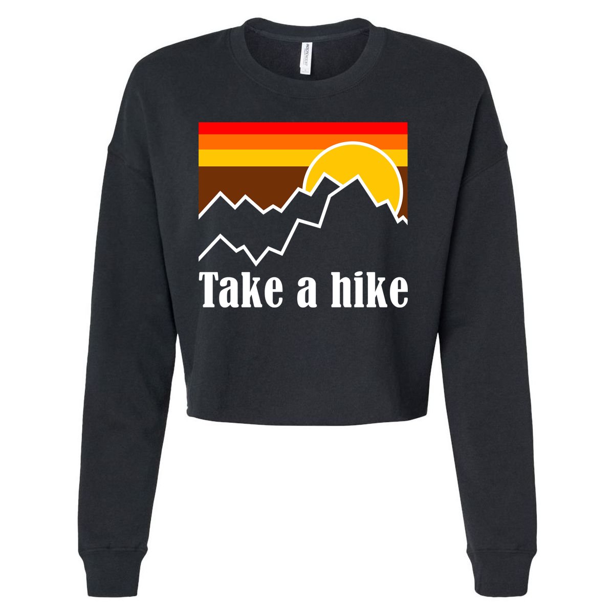 Take A Hike Sunset Funny Hiking Cropped Pullover Crew