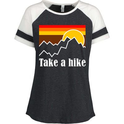 Take A Hike Sunset Funny Hiking Enza Ladies Jersey Colorblock Tee