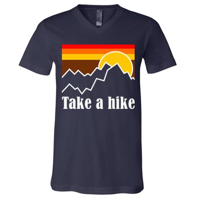 Take A Hike Sunset Funny Hiking V-Neck T-Shirt