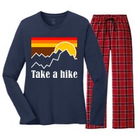 Take A Hike Sunset Funny Hiking Women's Long Sleeve Flannel Pajama Set 