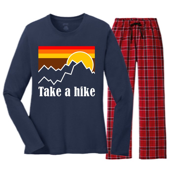 Take A Hike Sunset Funny Hiking Women's Long Sleeve Flannel Pajama Set 