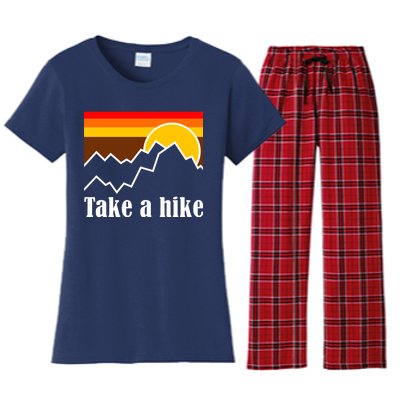 Take A Hike Sunset Funny Hiking Women's Flannel Pajama Set