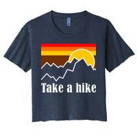 Take A Hike Sunset Funny Hiking Women's Crop Top Tee