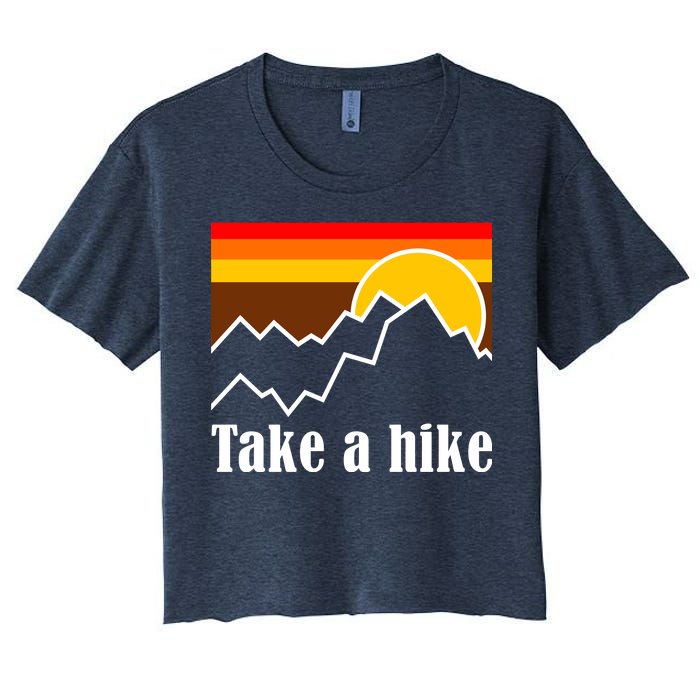 Take A Hike Sunset Funny Hiking Women's Crop Top Tee