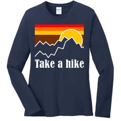 Take A Hike Sunset Funny Hiking Ladies Long Sleeve Shirt