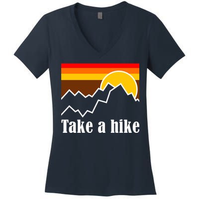 Take A Hike Sunset Funny Hiking Women's V-Neck T-Shirt