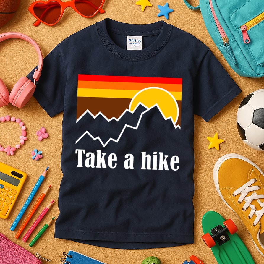 Take A Hike Sunset Funny Hiking Kids T-Shirt