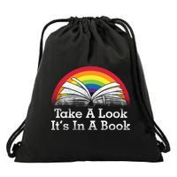 Take A Look, It's In A Book Drawstring Bag