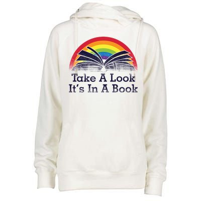 Take A Look, It's In A Book Womens Funnel Neck Pullover Hood