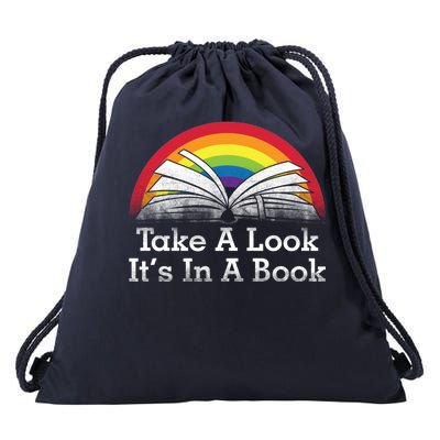 Take A Look, It's In A Book Drawstring Bag