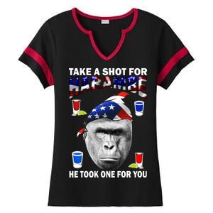 Take A Shot For Harambe Ladies Halftime Notch Neck Tee