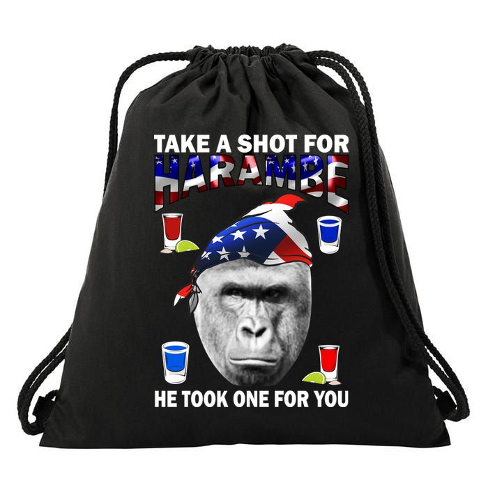 Take A Shot For Harambe Drawstring Bag