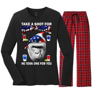 Take A Shot For Harambe Women's Long Sleeve Flannel Pajama Set 