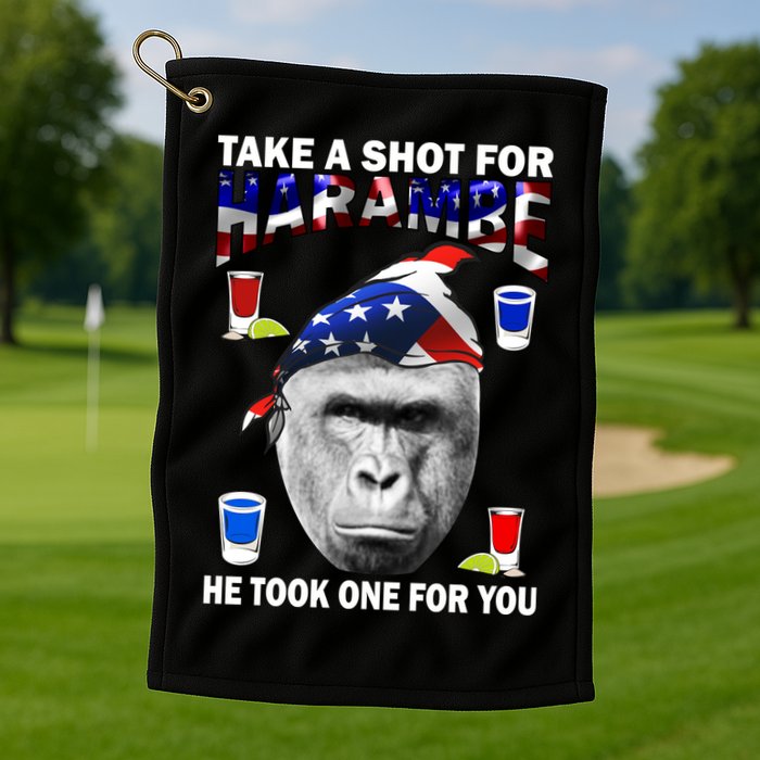 Take A Shot For Harambe Golf Towel