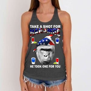 Take A Shot For Harambe Women's Knotted Racerback Tank