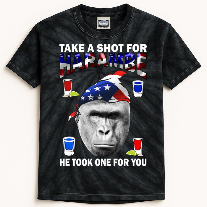 Take A Shot For Harambe Kids Tie-Dye T-Shirt