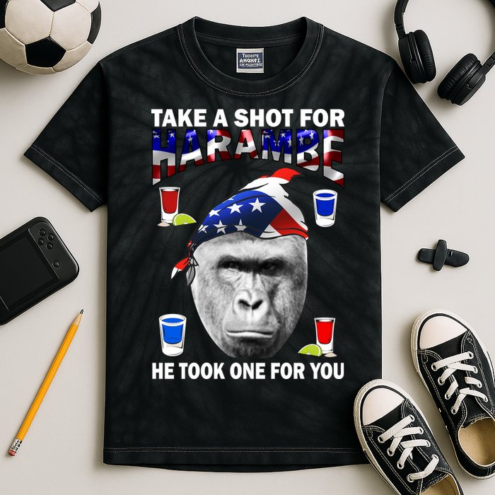 Take A Shot For Harambe Kids Tie-Dye T-Shirt