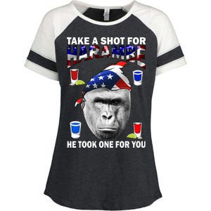 Take A Shot For Harambe Enza Ladies Jersey Colorblock Tee