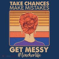 Take Chances Make Mistakes Get Messy #Teacher Life Pom Pom 12in Knit Beanie