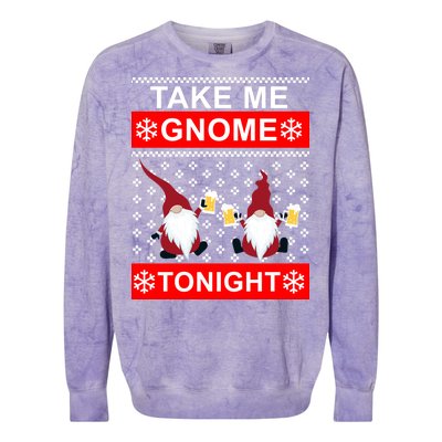 Take Me Gnome Tonight Ugly Christmas Colorblast Crewneck Sweatshirt