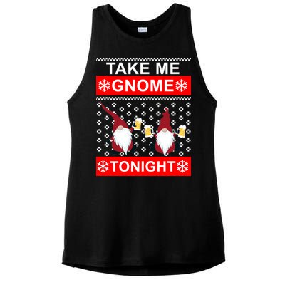 Take Me Gnome Tonight Ugly Christmas Ladies PosiCharge Tri-Blend Wicking Tank