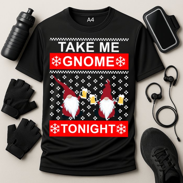 Take Me Gnome Tonight Ugly Christmas Cooling Performance Crew T-Shirt