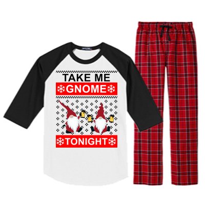 Take Me Gnome Tonight Ugly Christmas Raglan Sleeve Pajama Set