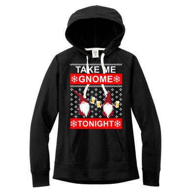 Take Me Gnome Tonight Ugly Christmas Women's Fleece Hoodie