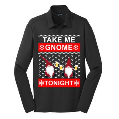 Take Me Gnome Tonight Ugly Christmas Silk Touch Performance Long Sleeve Polo