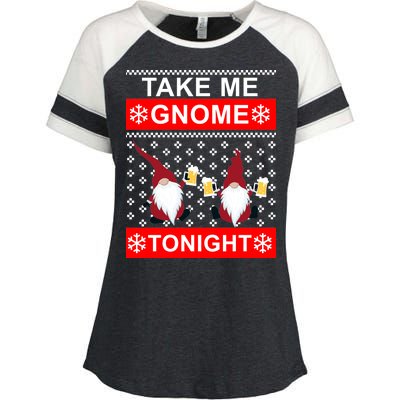 Take Me Gnome Tonight Ugly Christmas Enza Ladies Jersey Colorblock Tee