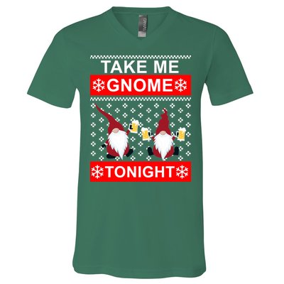 Take Me Gnome Tonight Ugly Christmas V-Neck T-Shirt