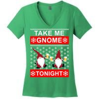 Take Me Gnome Tonight Ugly Christmas Women's V-Neck T-Shirt