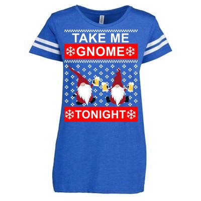 Take Me Gnome Tonight Ugly Christmas Enza Ladies Jersey Football T-Shirt