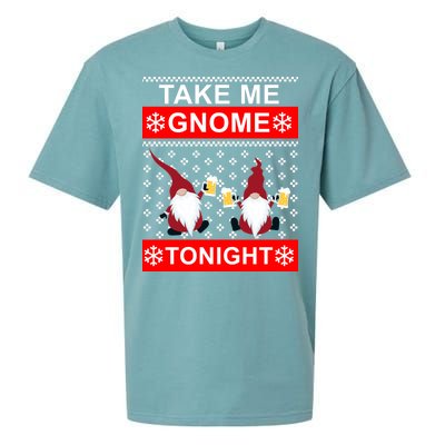 Take Me Gnome Tonight Ugly Christmas Sueded Cloud Jersey T-Shirt